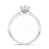 Certified Diamond Pear Side Stone Engagement Ring 0.55ct G/SI 18k White Gold - All Diamond