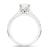 Certified Diamond Round Side Stone Engagement Ring 0.45ct G/SI 18k White Gold - All Diamond