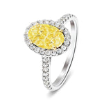 Certified Oval Yellow Diamond Halo Engagement Ring 1.30ct Ring in Platinum - All Diamond