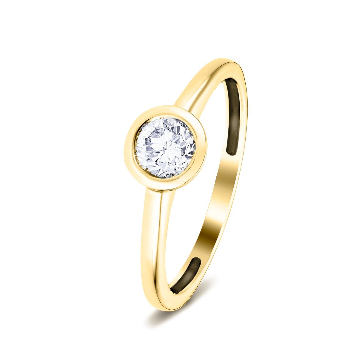 Certified Rub Over Diamond Solitaire Engagement Ring 1.00ct G/SI 18k Yellow Gold - All Diamond