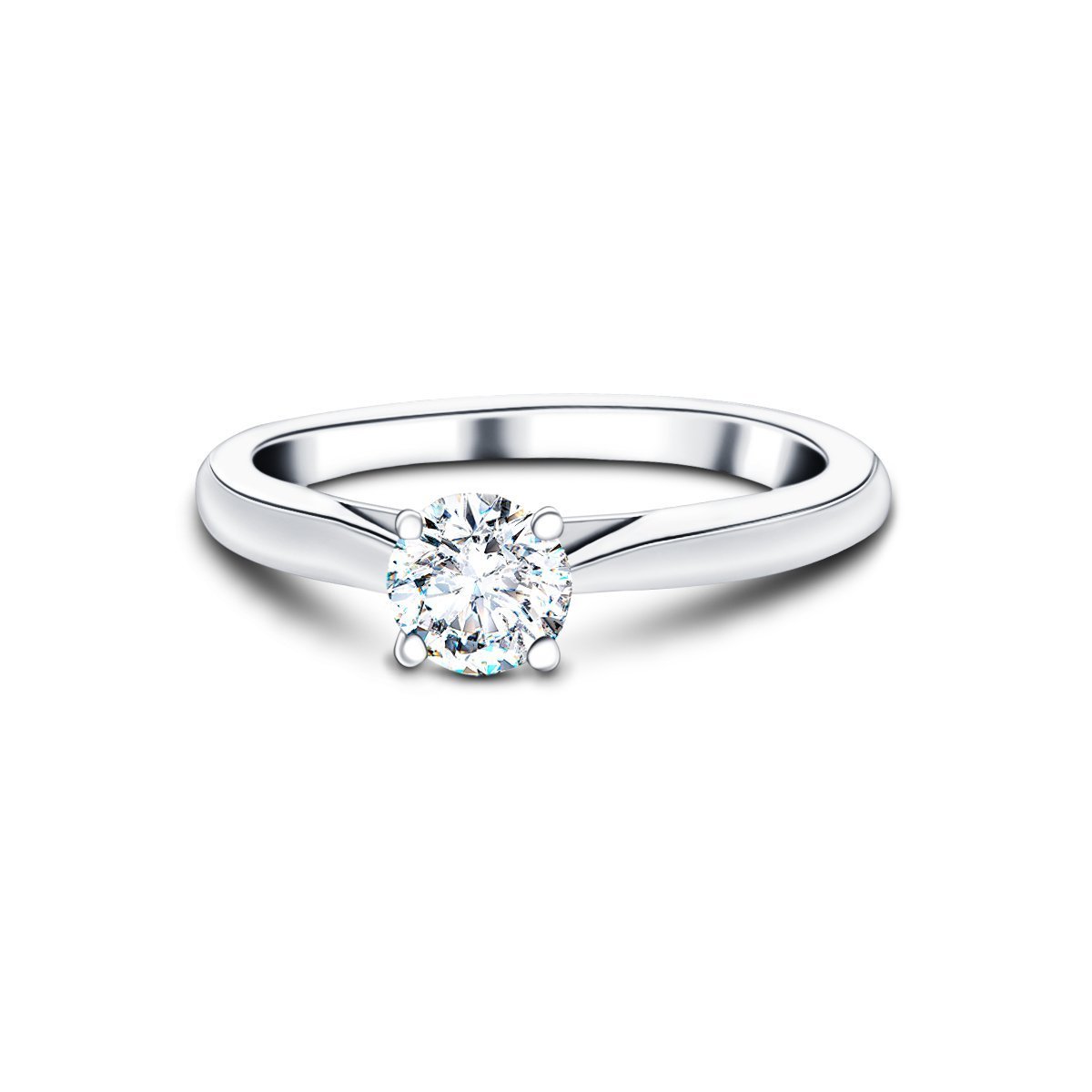 Certified Solitaire Diamond Engagement Ring 0.33ct H/SI Quality 18k White Gold - All Diamond