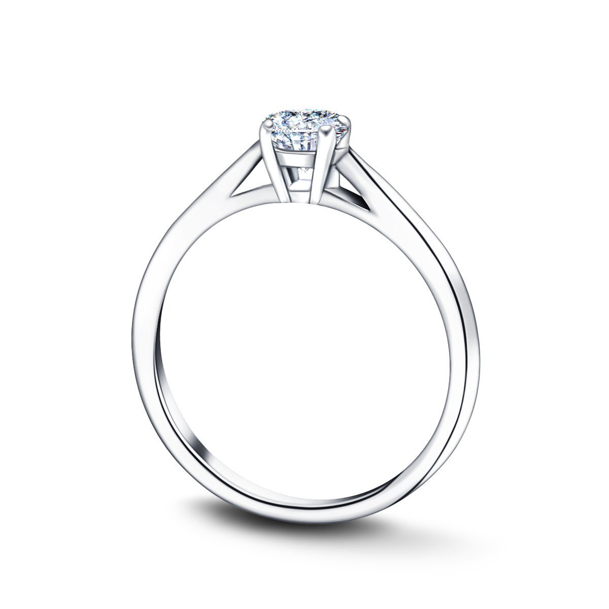 Certified Solitaire Diamond Engagement Ring 0.33ct H/SI Quality 18k White Gold - All Diamond