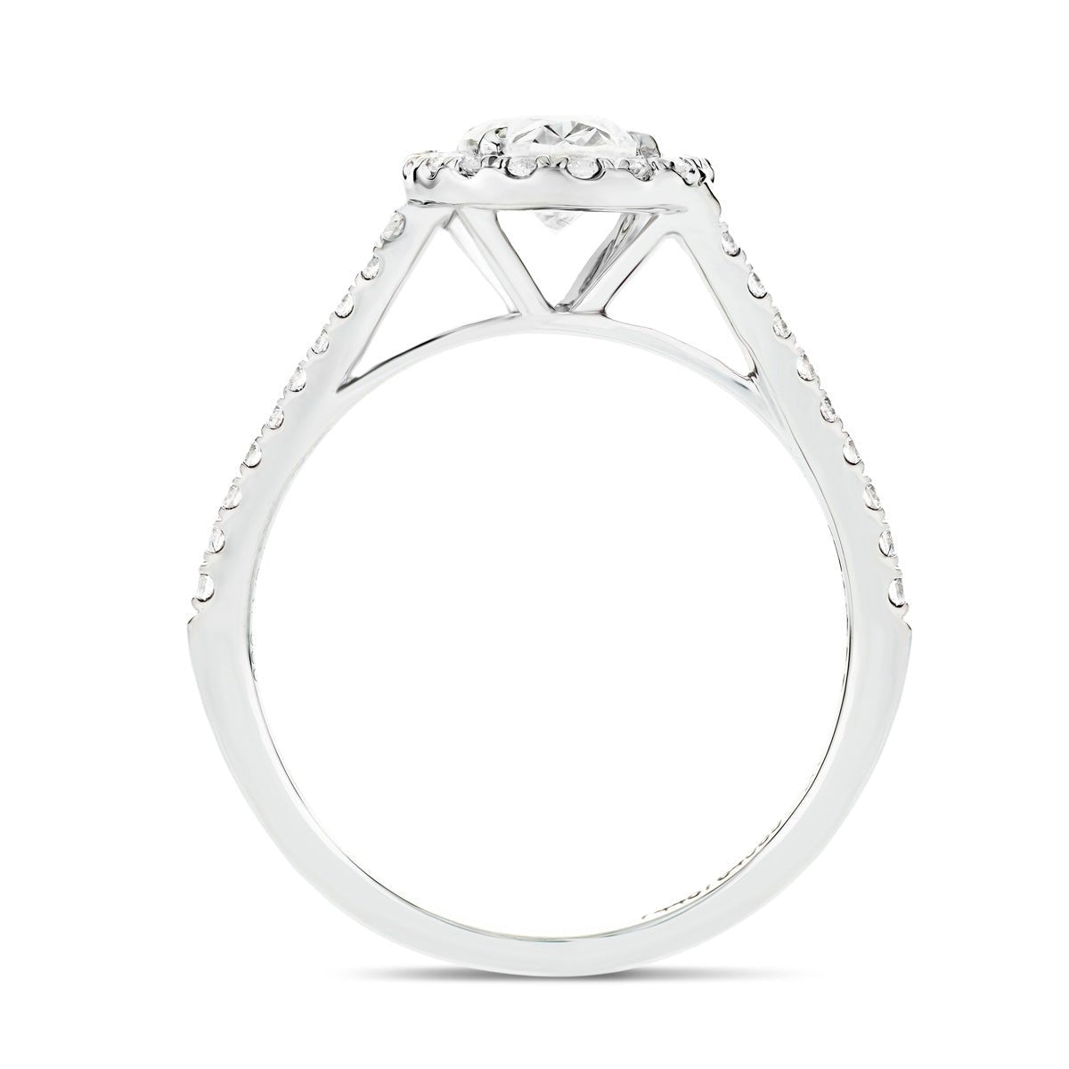 Certified Twist Oval Diamond Halo Engagement Ring 0.60ct G/SI in Platinum - All Diamond