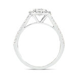 Certified Twist Oval Diamond Halo Engagement Ring 0.85ct E/VS in 18k White Gold - All Diamond