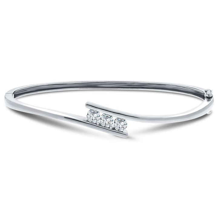 Brazalete de diamantes en engarce de tensión Diamante G/SI de 0,33 quilates en oro blanco de 9 k