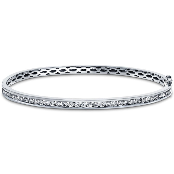 Brazalete de diamantes con montura de canal Diamante G/SI de 0,60 ct en oro blanco de 9 k