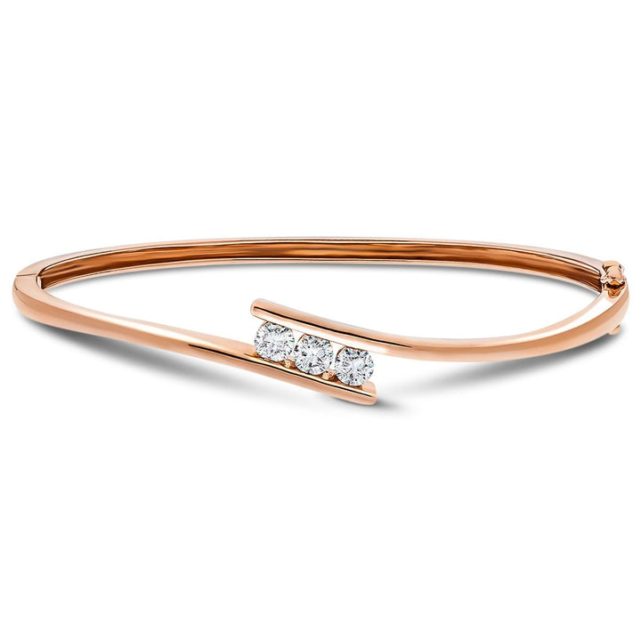 Brazalete de diamantes en engarce de tensión Diamante G/SI de 0,75 quilates en oro rosado de 18 k