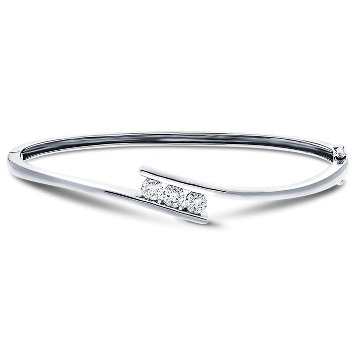 Brazalete de diamantes en engarce de tensión Diamante G/SI de 0,75 quilates en oro blanco de 18 k