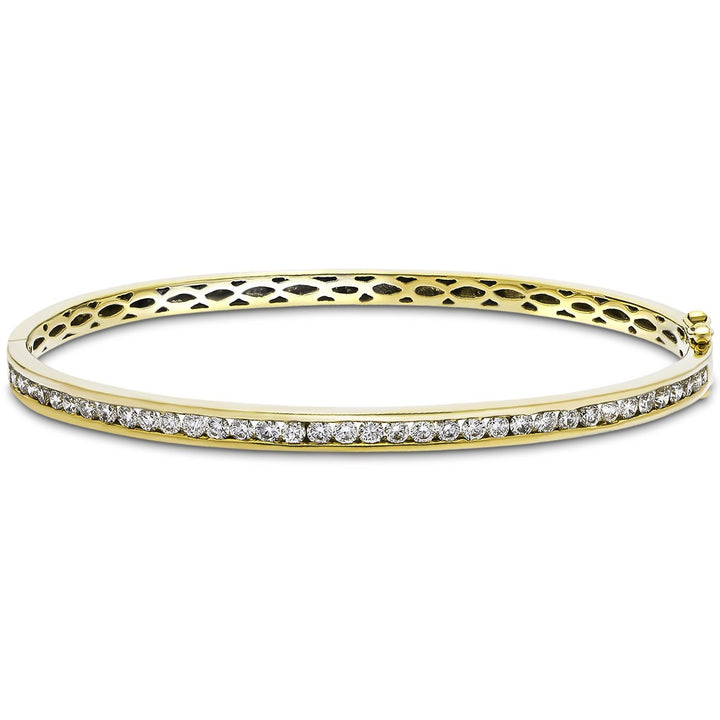 Brazalete de diamantes con montura de canal Diamante G/SI de 1,50 ct en oro amarillo de 9 k