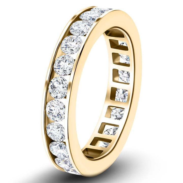 Anillo de diamantes de eternidad completa con montura de canal 2,00 ct, oro amarillo de 18 k, 4,0 mm