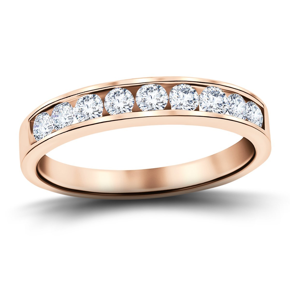 Channel Set Half Eternity Ring 0.25ct G/SI in 9k Rose Gold 2.7mm - All Diamond