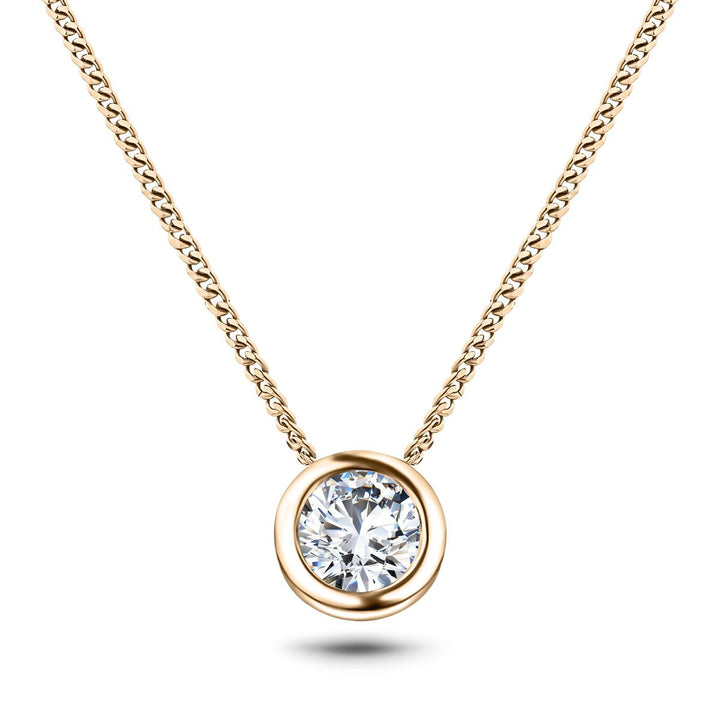 Colgante clásico de diamante frotado con solitario de 0,20 ct G/SI de oro rosado de 18 k