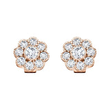 Cluster Earrings 1.10ct G/SI Quality Diamond in 18k Rose Gold - All Diamond