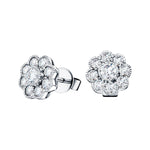 Cluster Earrings 1.10ct G/SI Quality Diamond in 18k White Gold - All Diamond