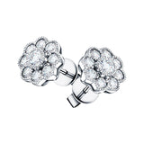 Cluster Earrings 1.10ct G/SI Quality Diamond in 18k White Gold - All Diamond