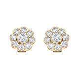 Cluster Earrings 1.10ct G/SI Quality Diamond in 18k Yellow Gold - All Diamond