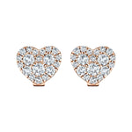 Diamond Cluster Heart Earrings 0.70ct G/SI 18k Rose Gold - All Diamond