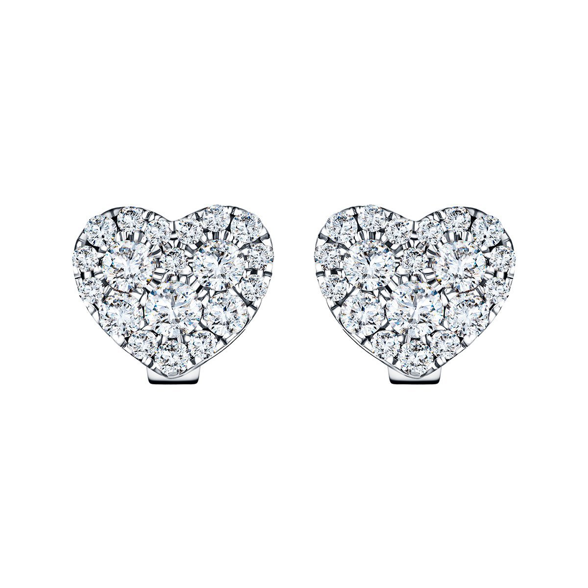 Diamond Cluster Heart Earrings 0.70ct G/SI 18k White Gold - All Diamond