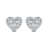 Diamond Cluster Heart Earrings 0.70ct G/SI 18k White Gold - All Diamond