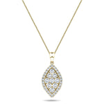 Diamond Cluster Pendant Necklace 0.60ct G/SI 18k Yellow Gold 9.1x21.5 - All Diamond