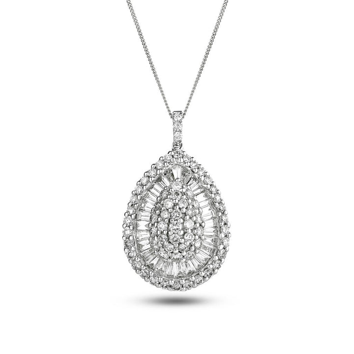 Collar con colgante de racimo de diamantes 2,00 ct G/SI Oro blanco de 18 k 17,0x27,0