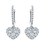 Diamond Drop Heart Earrings 0.90ct G/SI Quality 18k White Gold - All Diamond