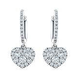 Diamond Drop Heart Earrings 0.90ct G/SI Quality 18k White Gold - All Diamond