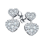 Diamond Drop Heart Earrings 1.05ct G/SI Quality in 18k White Gold - All Diamond