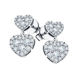 Diamond Drop Heart Earrings 1.05ct G/SI Quality in 18k White Gold - All Diamond