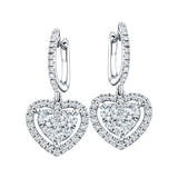 Diamond Drop Heart Earrings 1.40ct G/SI Quality 18k White Gold - All Diamond
