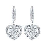 Diamond Drop Heart Earrings 1.40ct G/SI Quality 18k White Gold - All Diamond