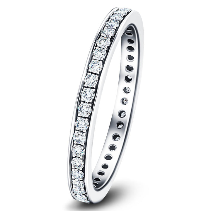 Diamante Anillo de diamantes de eternidad completa 0,45 ct G/SI Oro blanco de 18 k 2,1 mm