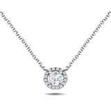 Diamond Halo Pendant Necklace 0.15ct G/SI Quality in 18k White Gold - All Diamond