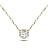 Diamond Halo Pendant Necklace 0.15ct G/SI Quality in 18k Yellow Gold - All Diamond