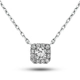 Diamond Halo Pendant Necklace 0.30ct G/SI Quality in 18k White Gold - All Diamond