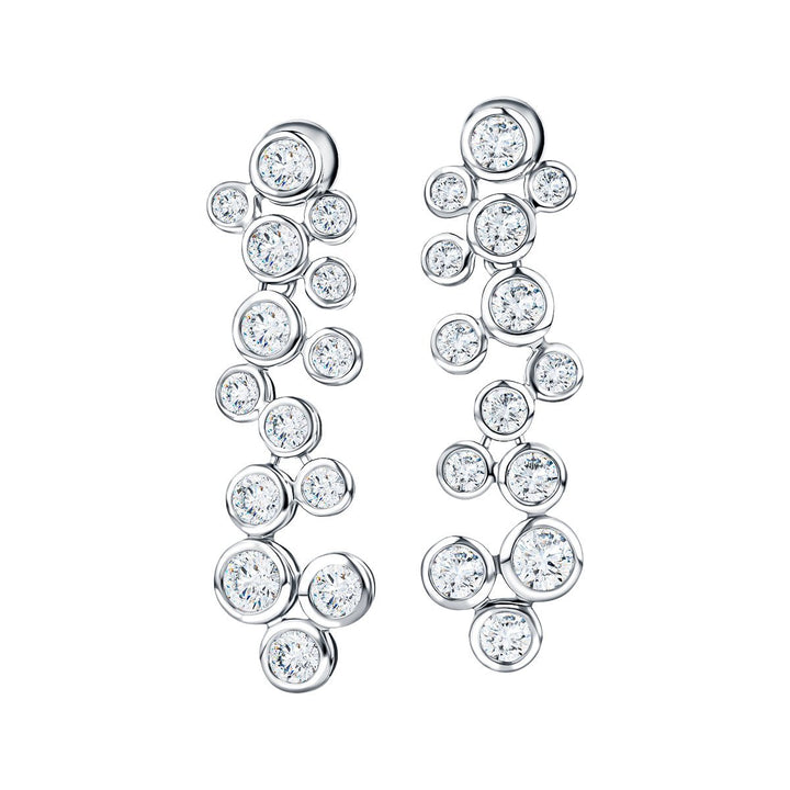 Aretes colgantes con frotamiento de diamantes 5,00 ct Calidad G/SI Oro blanco de 18 k