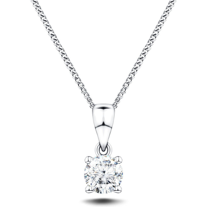 Collar con solitario de diamante de 1,00 ct G/SI en oro blanco de 18 k