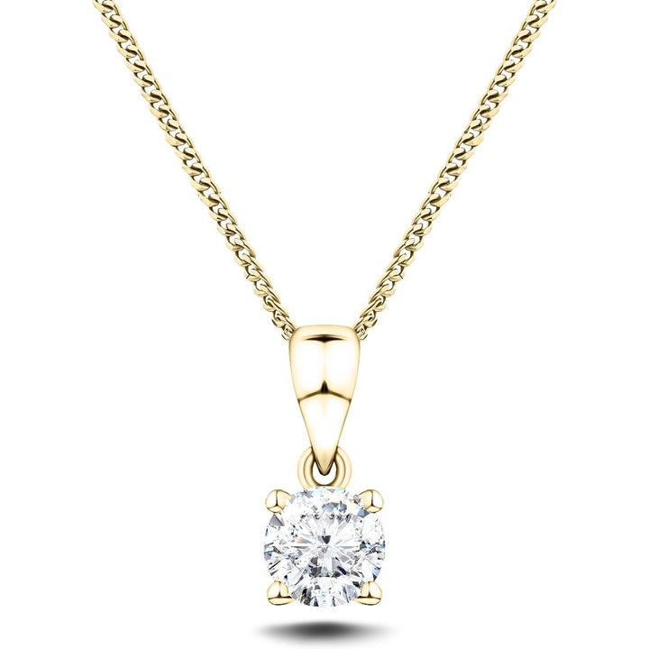 Collar con solitario de diamante de 1,00 ct G/SI en oro amarillo de 18 k