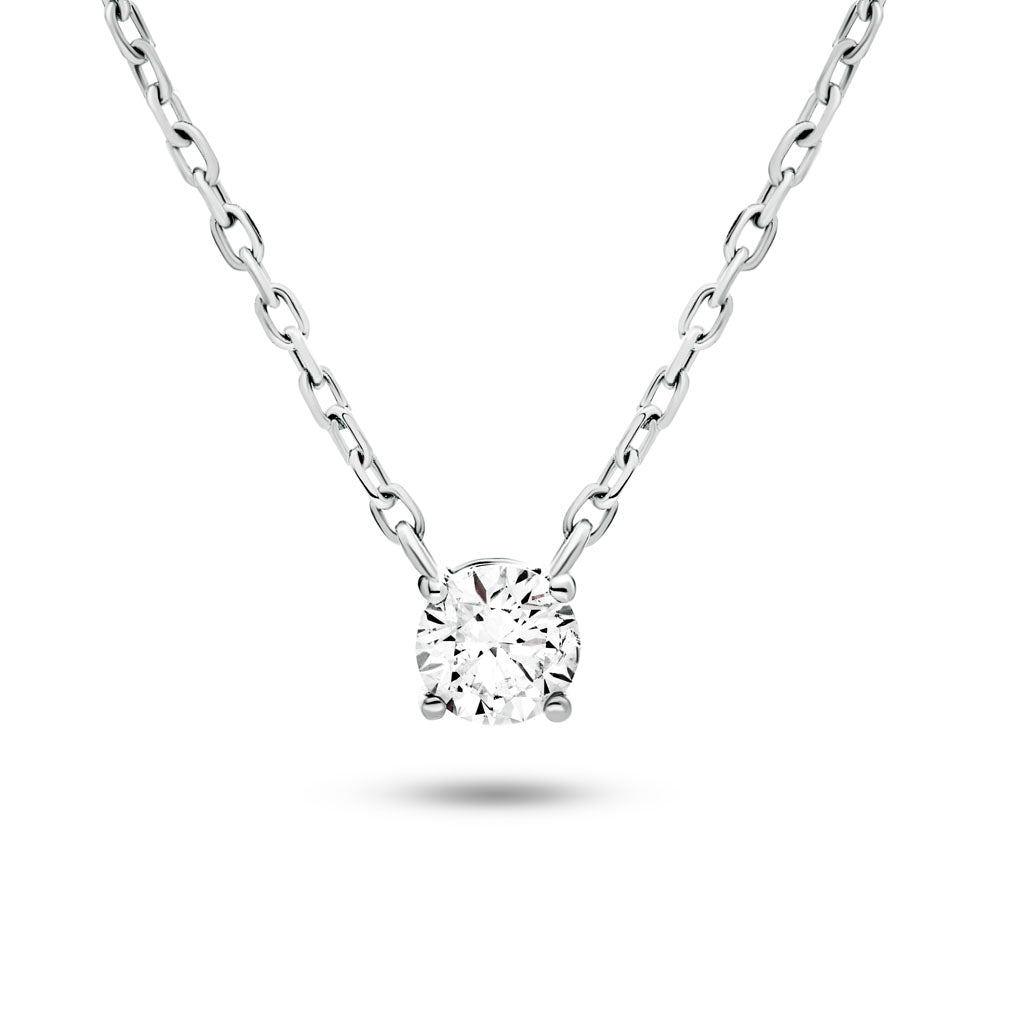 Diamond Solitaire Pendant Necklace 0.25ct G/SI in 18k White Gold - All Diamond