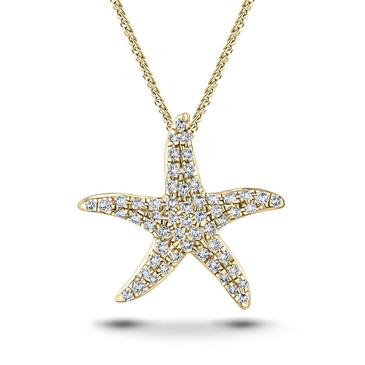 Collar Estrella Pez Diamante 0.25ct Calidad G/SI en Oro Amarillo 18k