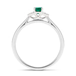 Emerald 0.25ct Diamond 0.03ct Cluster Ring 9k White Gold - All Diamond