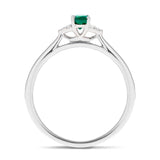 Emerald 0.25ct Diamond 0.03ct Cluster Ring 9k White Gold - All Diamond
