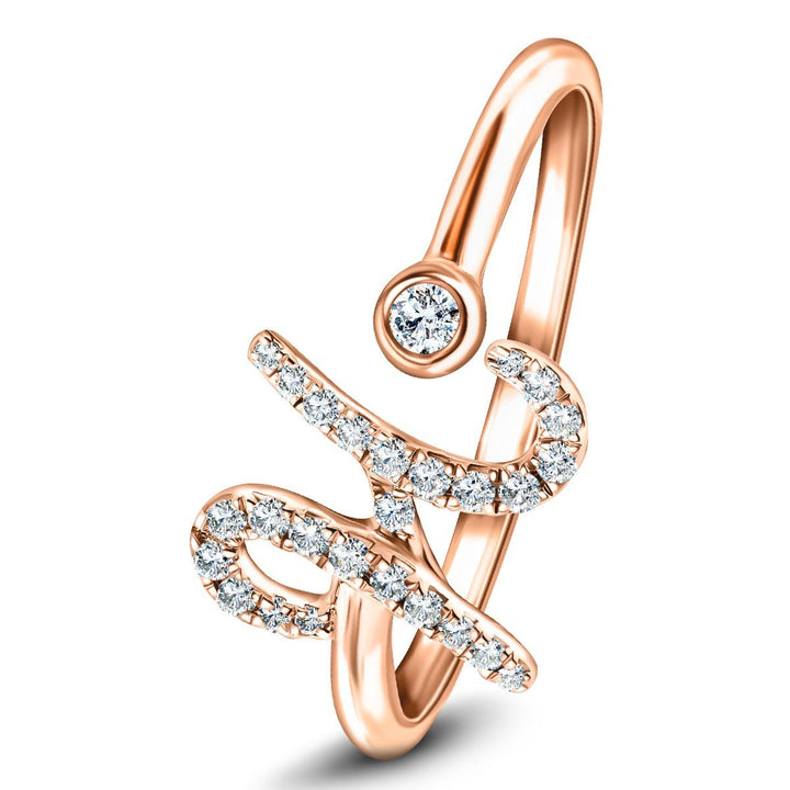 Fancy Diamond Initial 'H' Ring 0.12ct G/SI Quality in 9k Rose Gold