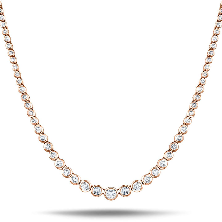 Graduated Rub Over Diamond Tennis Necklace 7.80ct G/SI 18k Yellow Gold