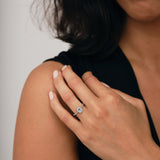 Halo Aquamarine 0.20ct and Diamond 0.22ct Ring in Platinum - All Diamond