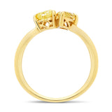 Heart and Pear 0.90ct Yellow Diamond Two Stone Ring in 18k Yellow Gold - All Diamond