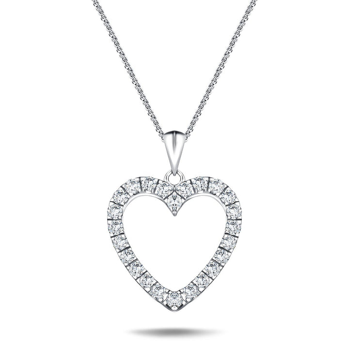 Colgante de Diamante Redondo Estilo Corazón 0.55ct Oro Blanco 18K