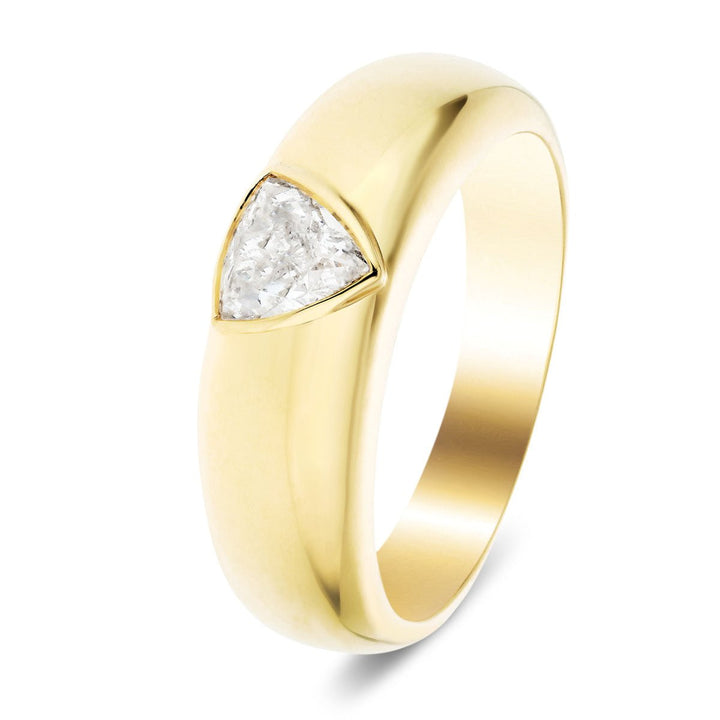 Mens Gypsy Set Trillion Diamond Ring 0.45ct G/SI Quality 9k Yellow Gold