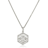 Moveable Diamond Cluster Necklace Pendant 0.50ct 18k Gold 13.0mm - All Diamond