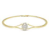 Oval Halo Diamond Bracelet 0.30ct G/SI Quality in 18k Yellow Gold - All Diamond